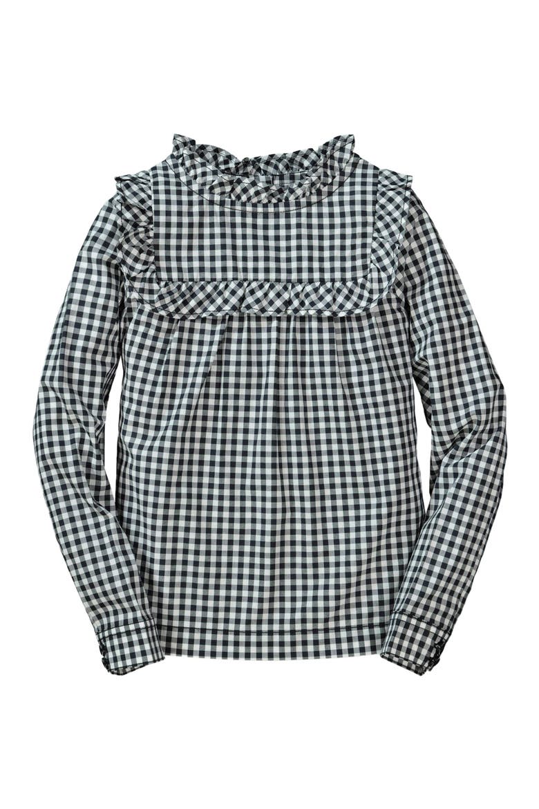 Girls' Ruffle Yoke Blouse, Toddler, Main, color, Black Gingham