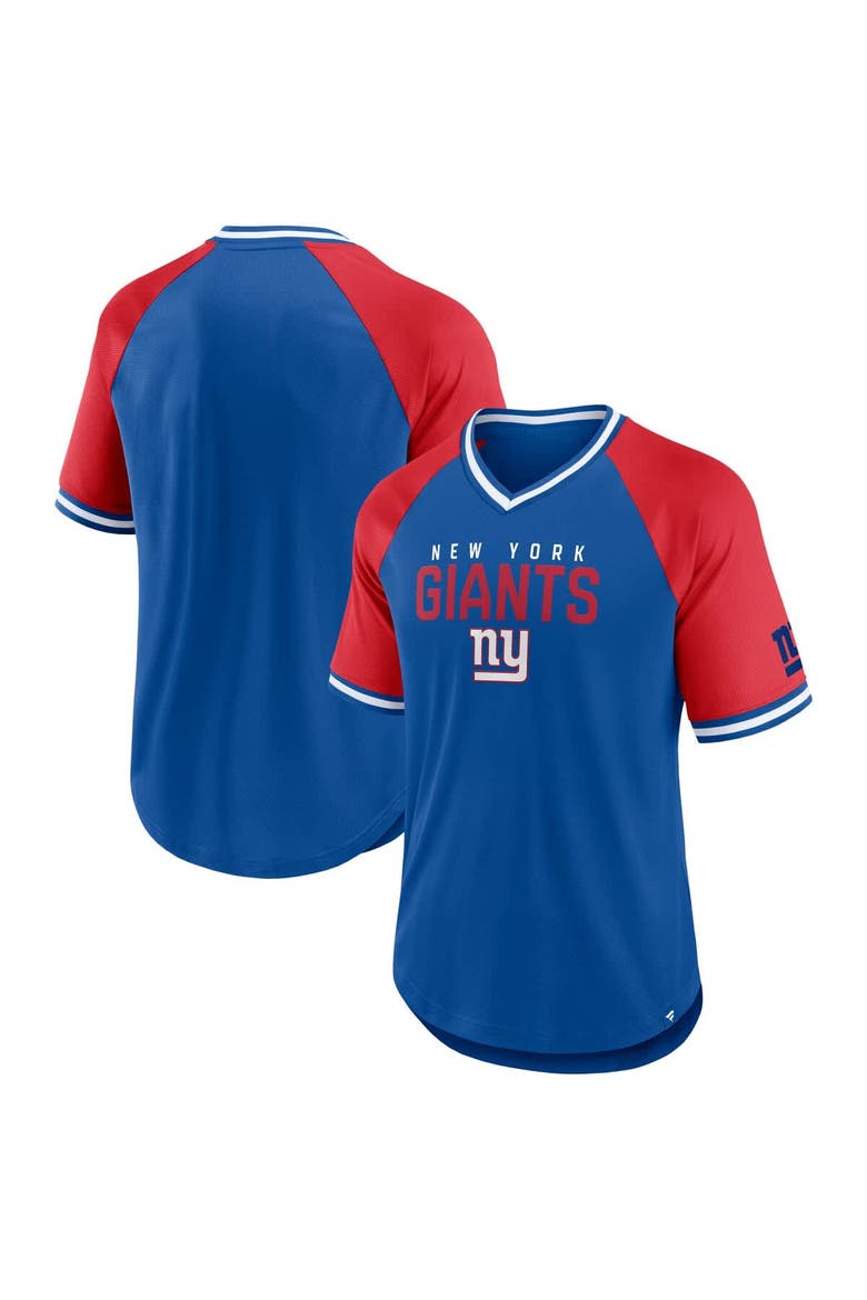 Men's Fanatics Royal/Red New York Giants Hashmark Raglan T-Shirt, Main, color, Royal