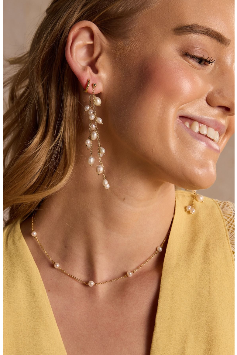 Pearl Cascade Drop Stud Earrings, Alternate, color, Pearl