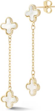 Ember Fine Jewelry 14K Mother-of-Pearl Clover Drop Earrings
