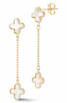 Ember Fine Jewelry 14K Mother-of-Pearl Clover Drop Earrings