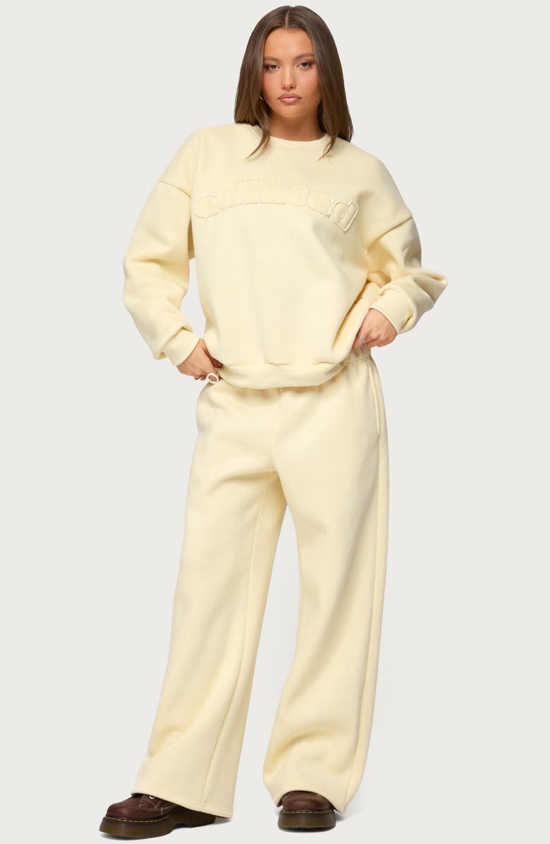 EDIKTED Jaylie Logo Sweatshirt, Alternate, color, Light-Yellow