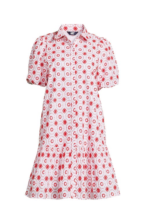 LANDS' END LANDS' END ELBOW SLEEVE EYELET KNEE LENGTH SHIRT DRESS