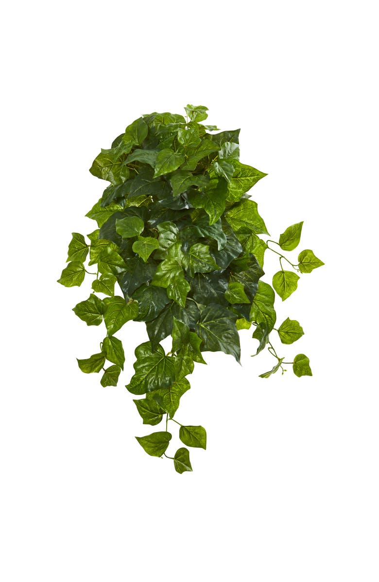 NEARLY NATURAL 28-in Deluxe London Ivy Hanging Bush Artificial Plant, Main, color, Green