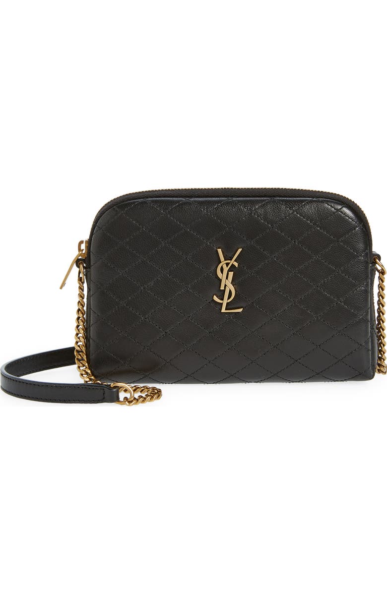 Saint Laurent Gaby Quilted Leather Crossbody Pouch, Main, color,