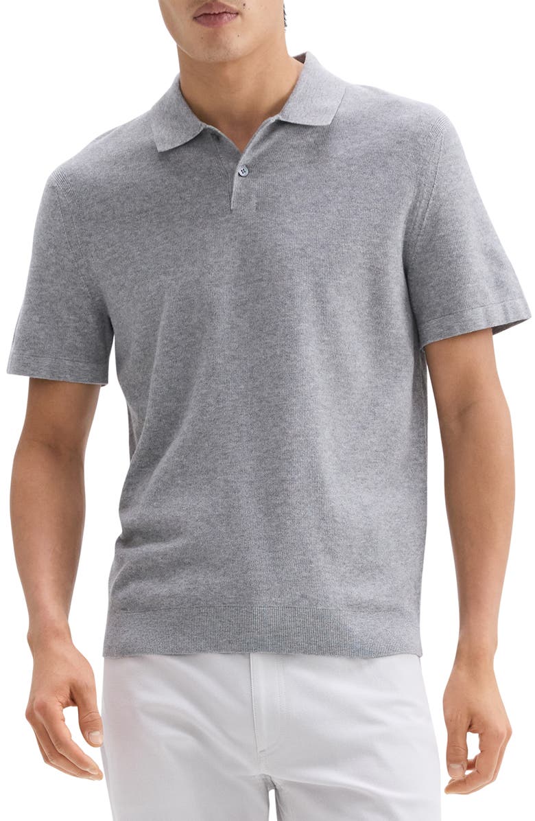 Theory Goris Grid Light Performance Polo, Main, color, Mlnge Grey