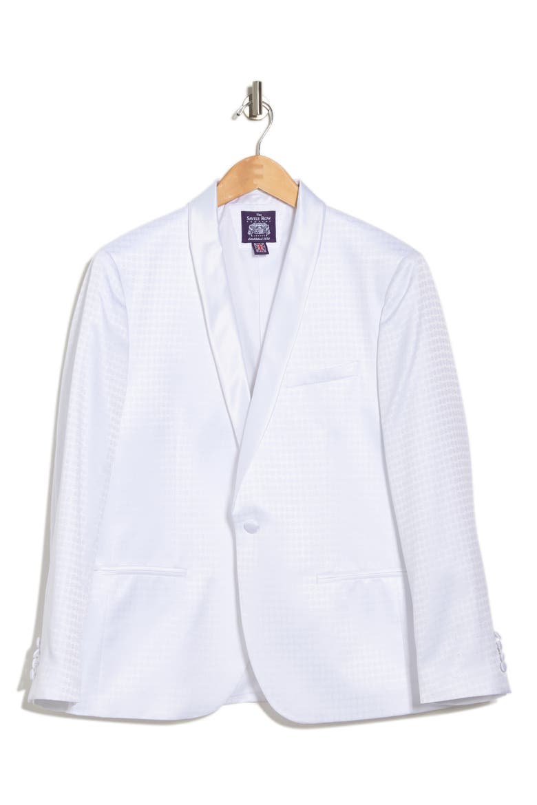 Varick White Jacquard One Button Shawl Collar Dinner Jacket, Alternate, color, WHITE