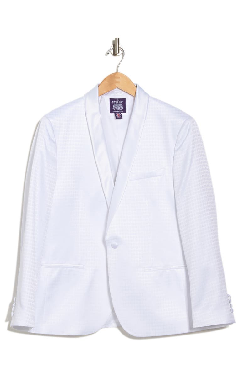 SAVILE ROW CO Varick White Jacquard One Button Shawl Collar Dinner Jacket, Alternate, color, White
