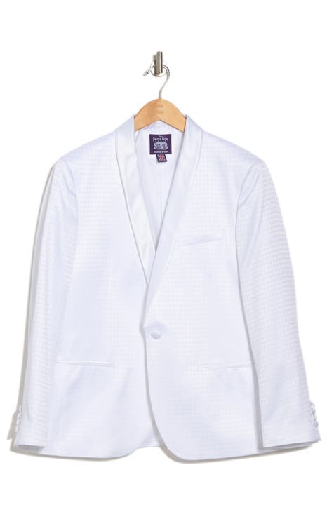 Varick White Jacquard One Button Shawl Collar Dinner Jacket