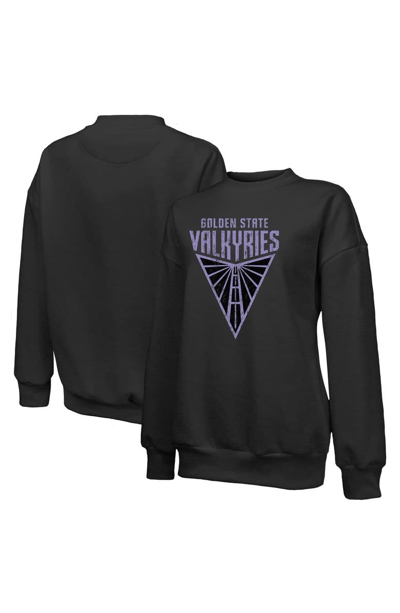 Majestic Threads Women's Majestic Threads Black Golden State Valkyries Primary Logo Drop Shoulder Tri-Blend Pullover Sweatshirt, Main, color, Black