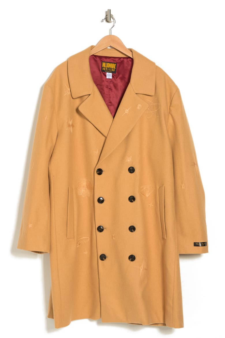 Starry Night Embroidered Double Breasted Coat, Main, color, BEIGE