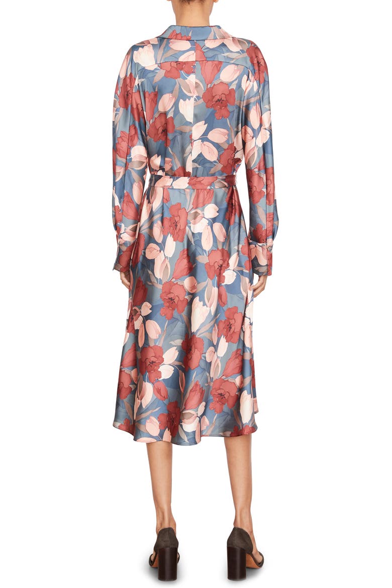 Nouveau Magnolia Long Sleeve Satin Shirtdress, Alternate, color, TWILIGHT