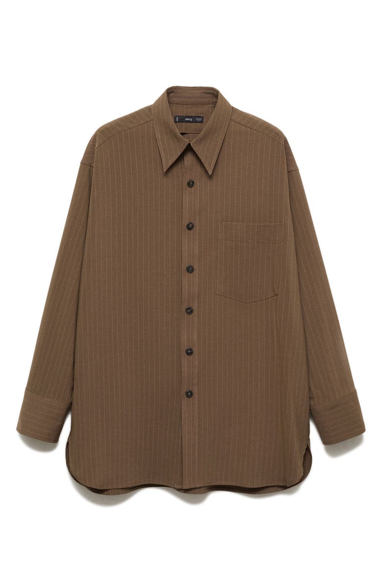 MANGO Pinstripe Oversize Button-Up Shirt, Alternate, color, 