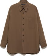 MANGO Pinstripe Oversize Button-Up Shirt