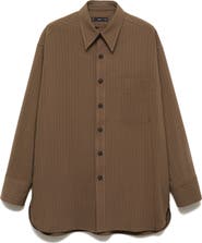 MANGO Pinstripe Oversize Button-Up Shirt