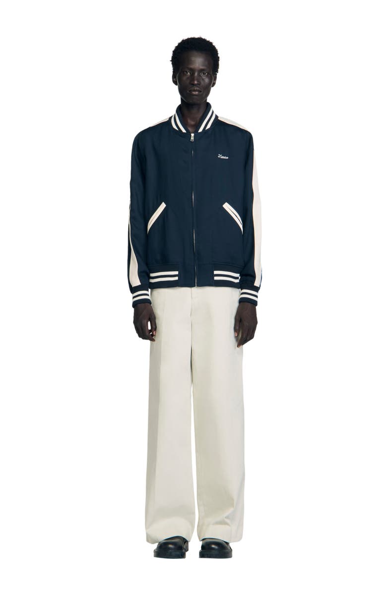 SANDRO College-style varsity jacket, Alternate, color, Navy Blue