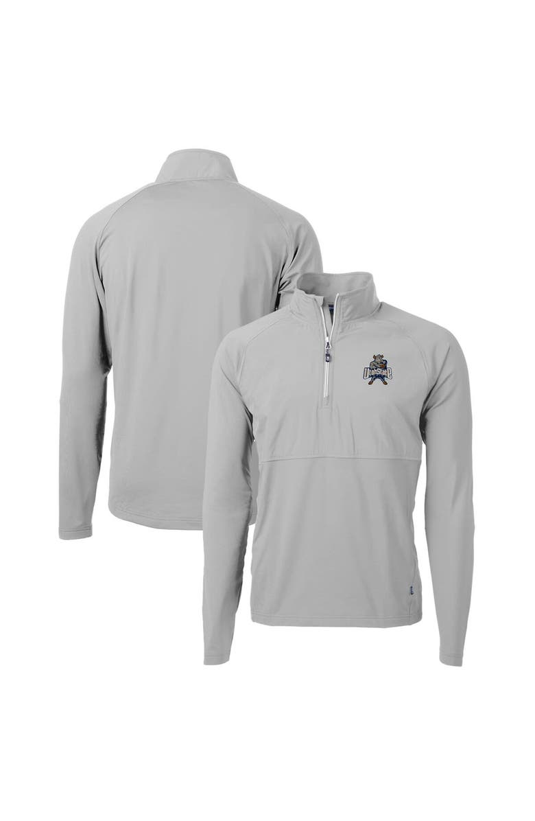 Cutter & Buck Men's Cutter & Buck Gray Utah State Aggies Adapt Eco Knit Hybrid Recycled Quarter-Zip Pullover Top, Main, color, 