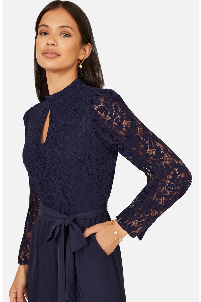 Lace Applique Jumpsuit, Alternate, color, Navy