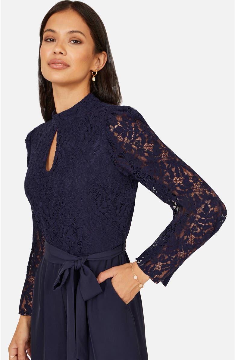 Yumi Lace Applique Jumpsuit, Alternate, color, Navy