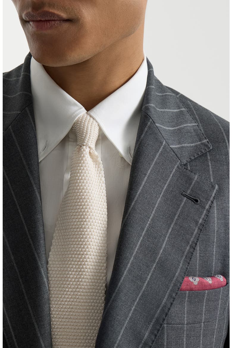 Silk knit tie, Alternate, color, White