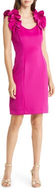Julia Jordan Donna Ricco Ruffle Shoulder Sheath Dress