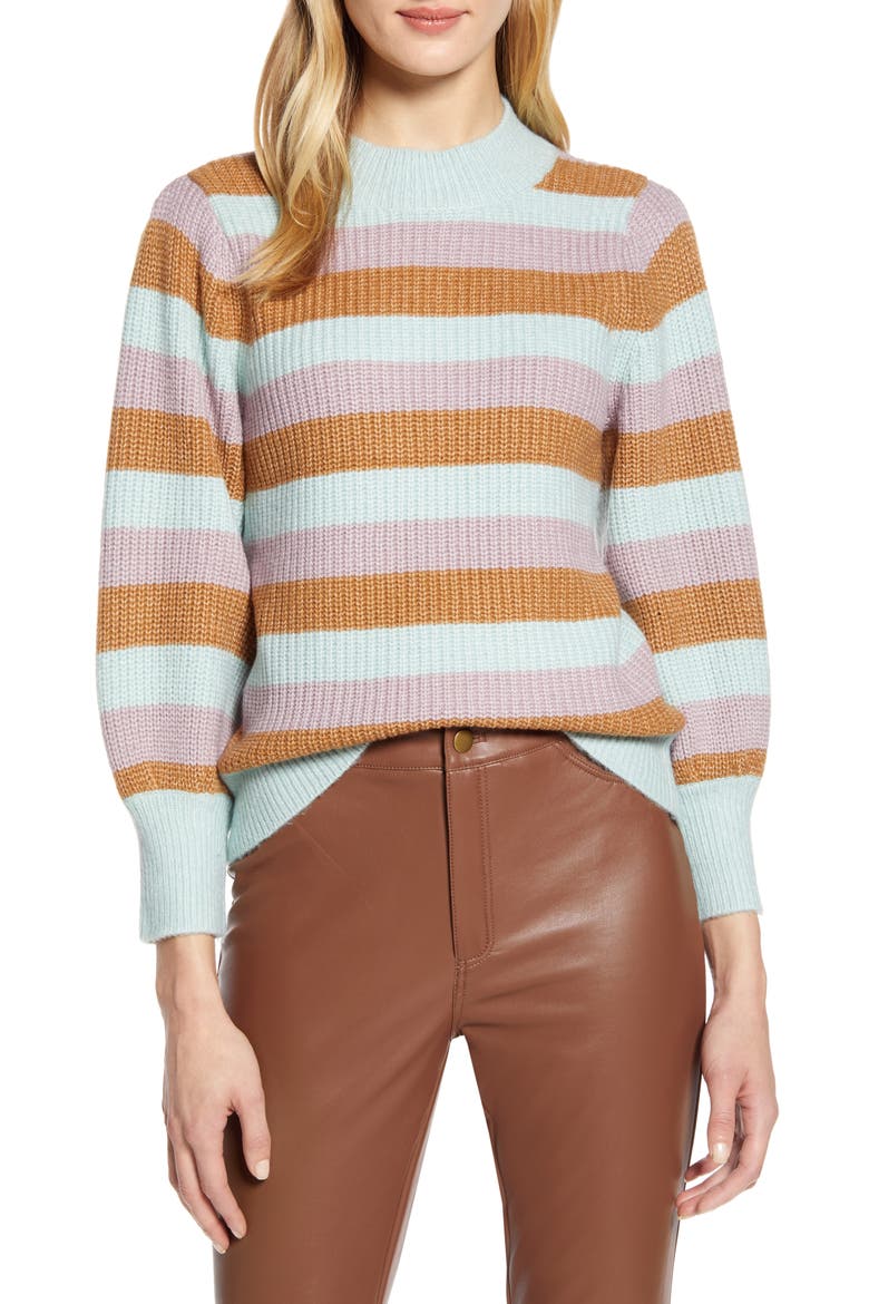 x Atlantic-Pacific Blouson Sleeve Sweater (Nordstrom Exclusive), Main, color, BLUE RAINDROP MONT STP