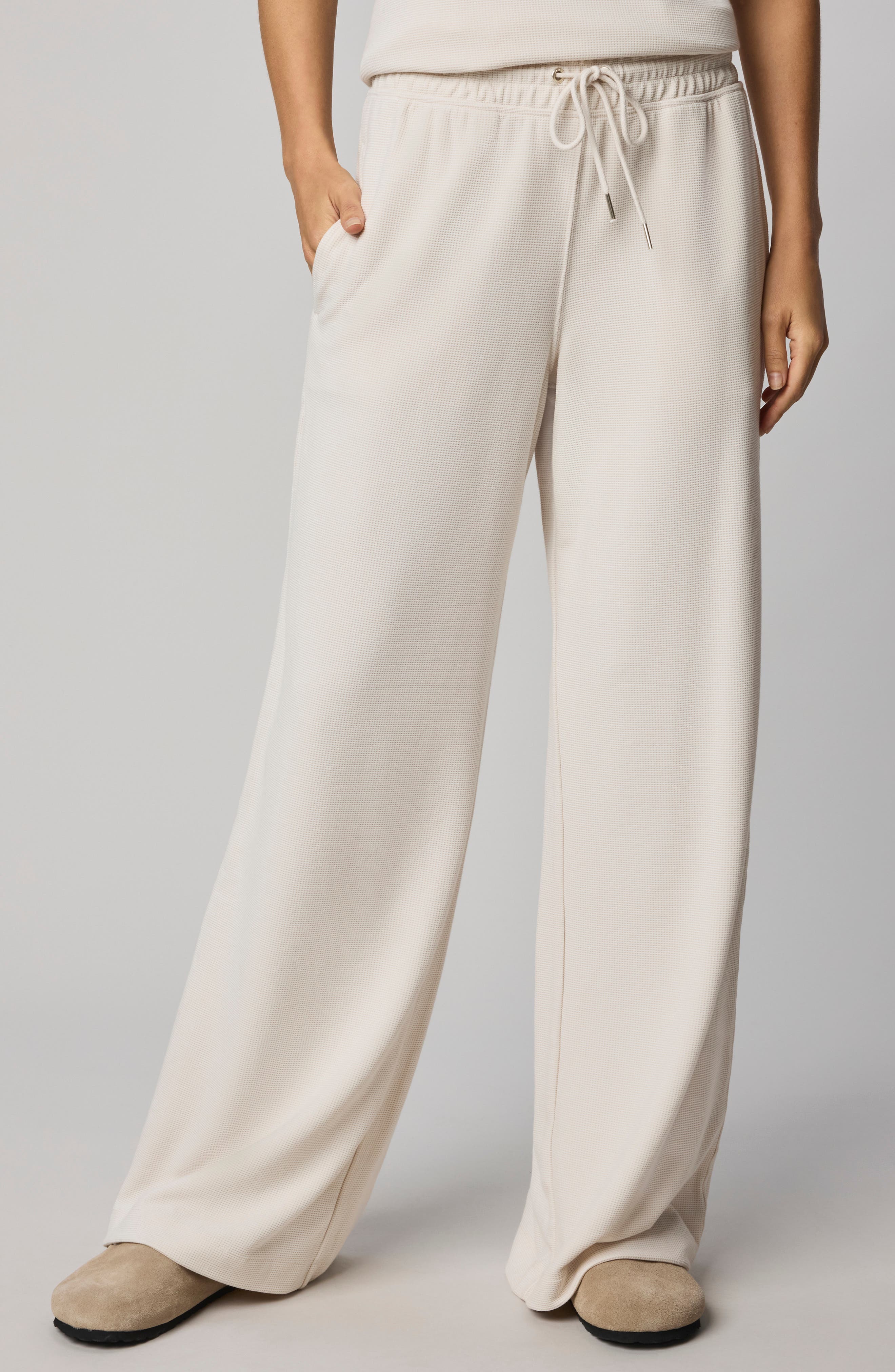 Waffle Knit Wide Leg Pants