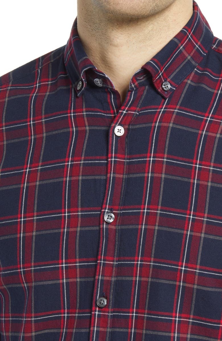 BOSS Rikard Slim Fit Plaid Flannel Button-Down Shirt, Alternate, color,