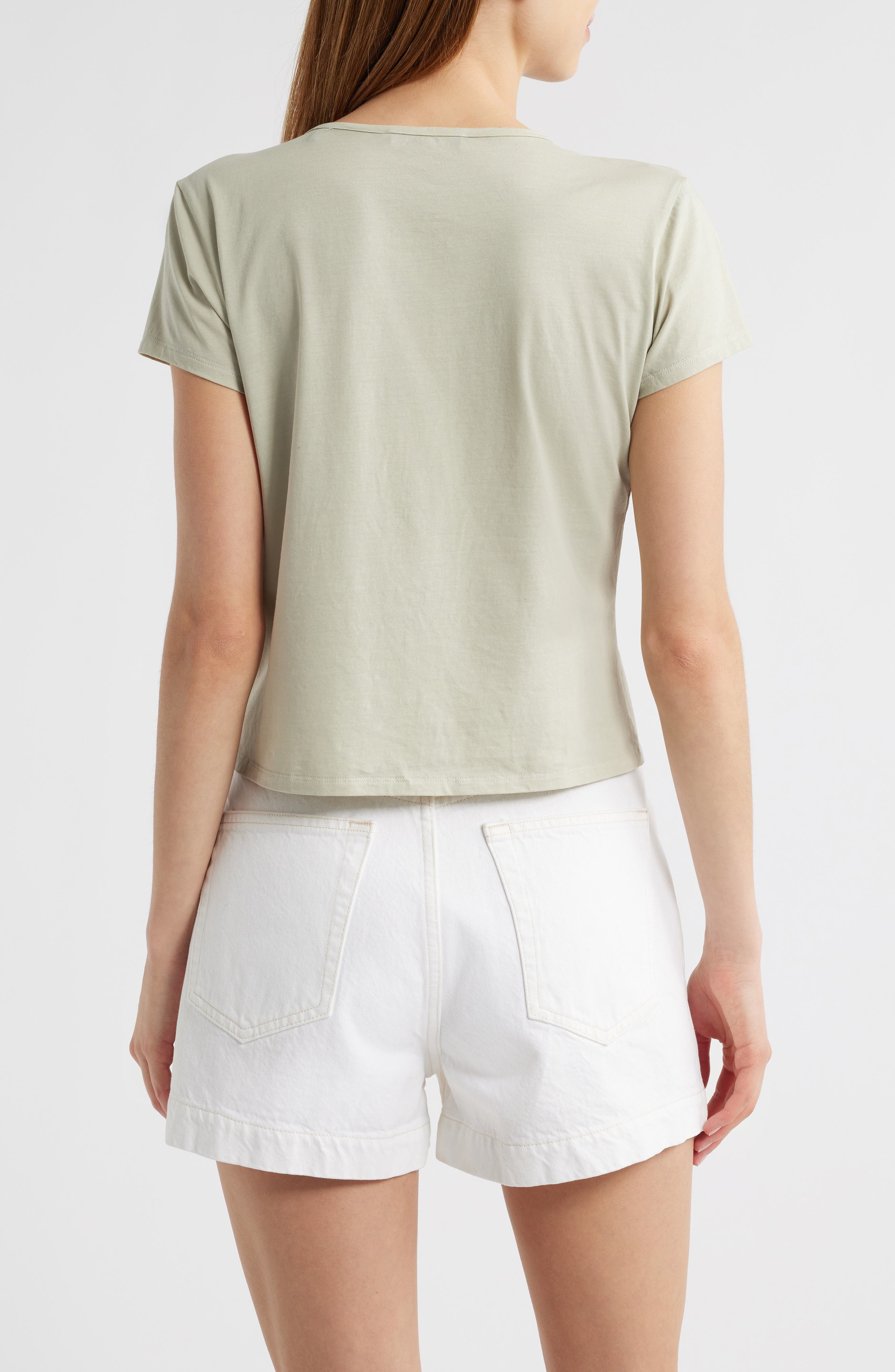 Gathered Cotton Blend T-Shirt - image 2