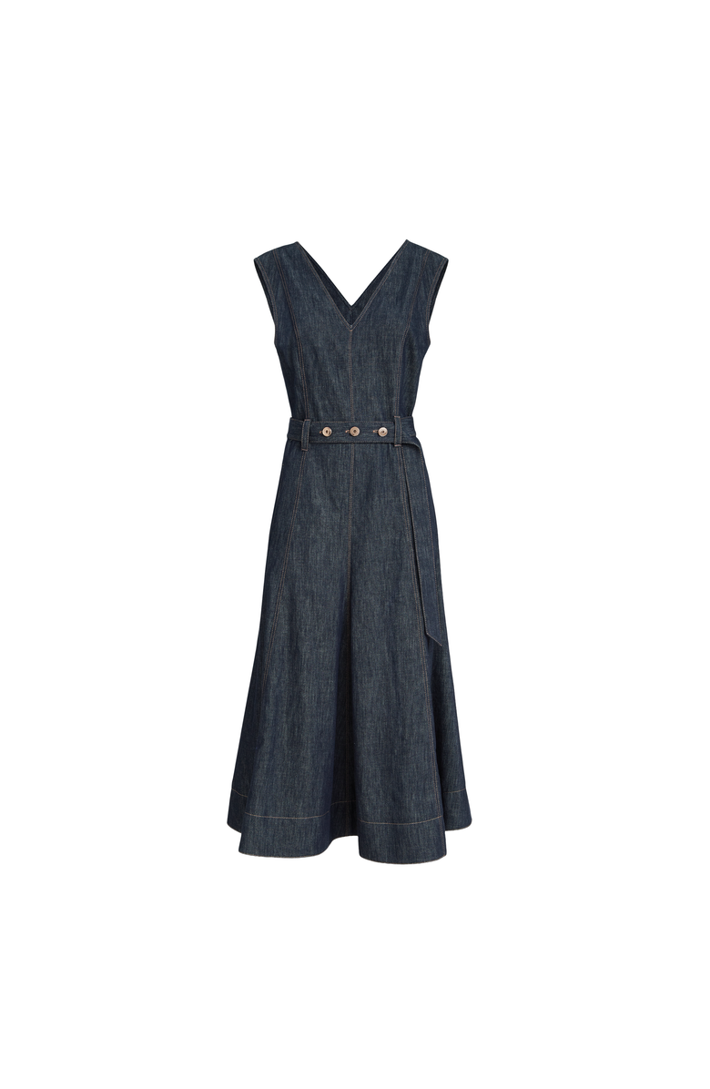 Brunello Cucinelli Twill flared dress, Main, color, Denim
