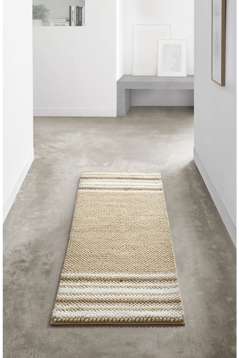 Aiden Stripe Jacquard Runner Bath Rug, Alternate, color, TAUPE