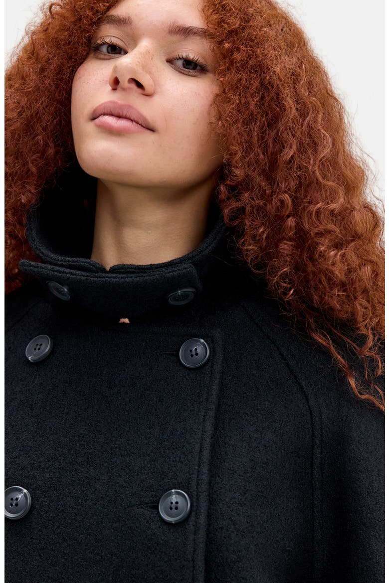 Double Breasted Wool Blend Coat, Alternate, color, BLACK