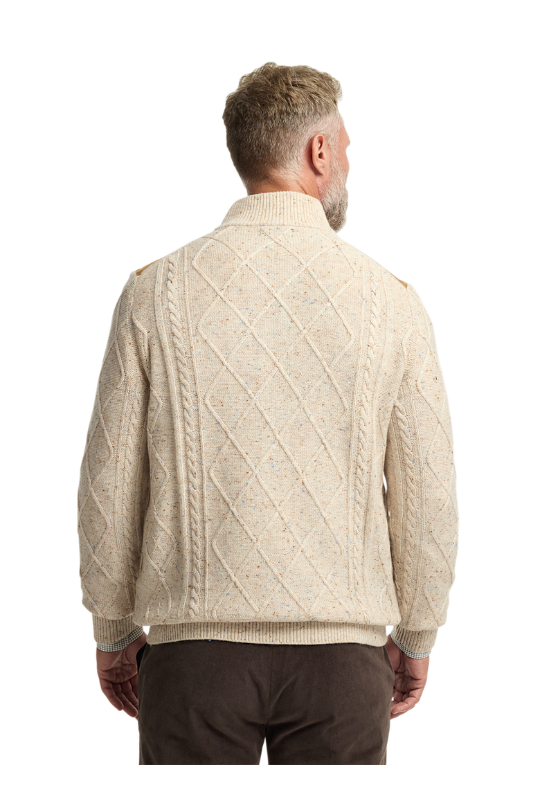 Donegal Full Zip Mock Neck Sweater, Alternate, color, Ivory