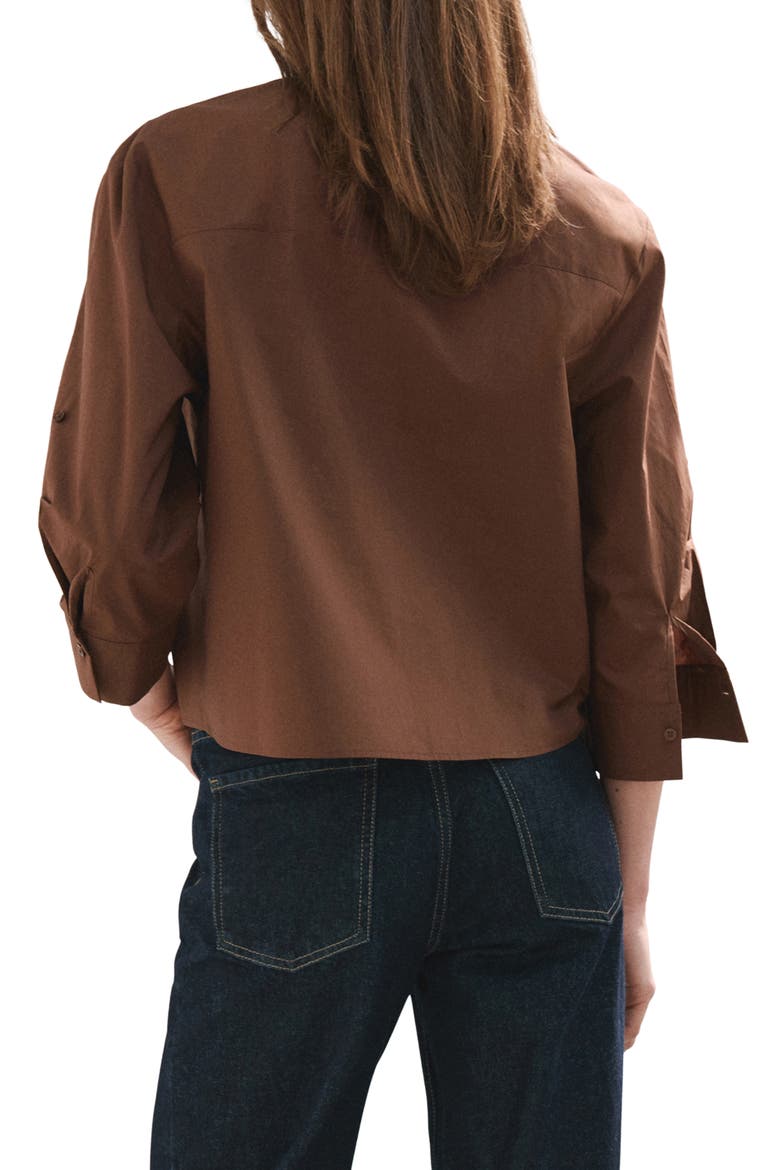 Stripe Cotton Button-Up Shirt, Alternate, color, BROWN