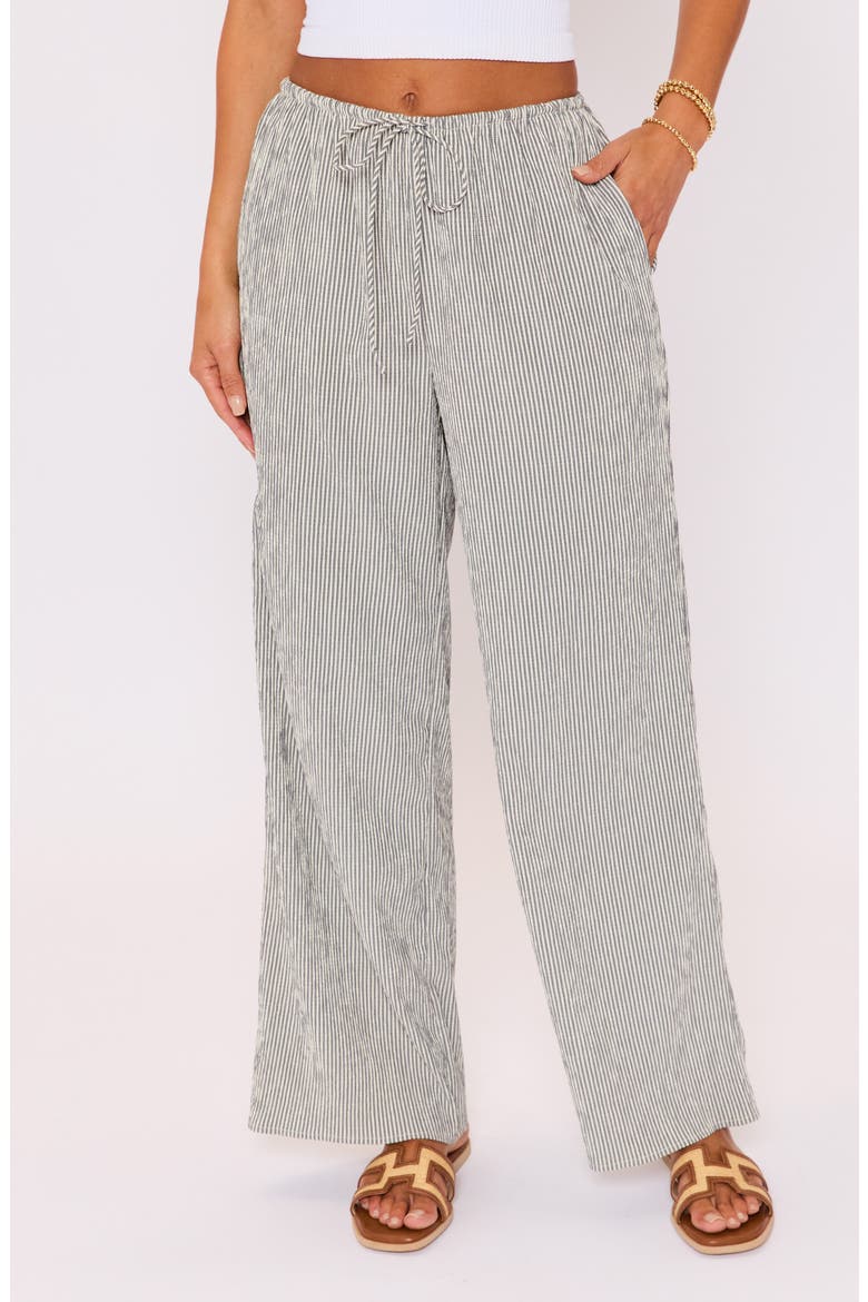 Ease Stripe Drawstring Wide Leg Pants, Main, color, CREAM BLACK