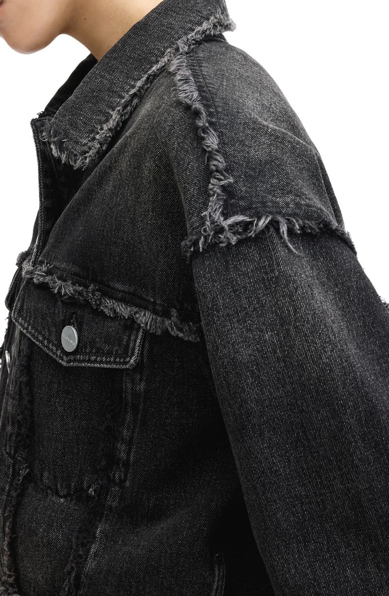 AllSaints Claude Frayed Denim Trucker Jacket, Alternate, color, 