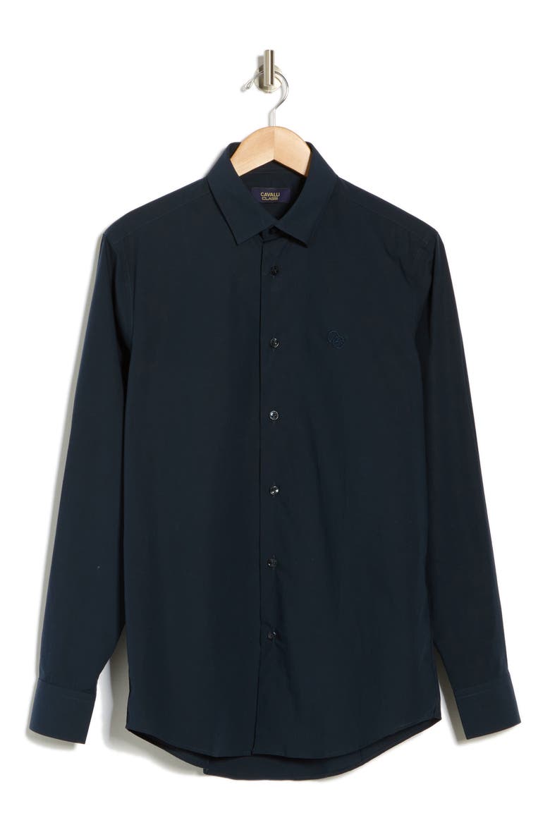 Slim Fit Stretch Cotton Dress Shirt, Alternate, color, NAVY