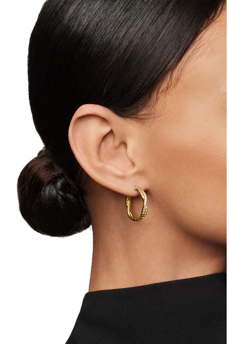 Petite Infinity Hoop Earrings in 18K Yellow Gold with Pavé Diamonds, Alternate, color, 18K YELLOW GOLD