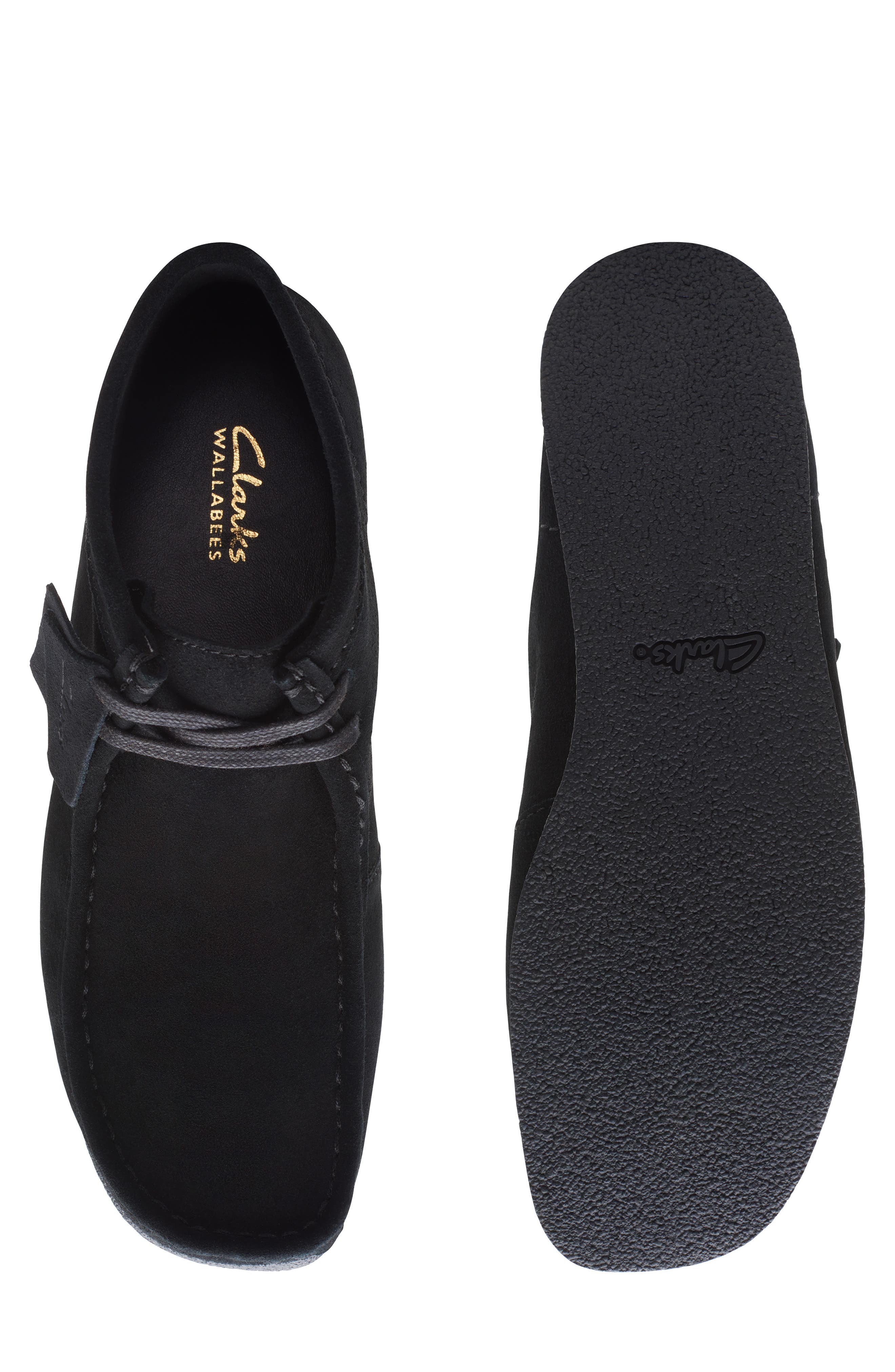 Clarks<sup>®</sup> Wallabee Suede Boot, Alternate, color, Black Suede