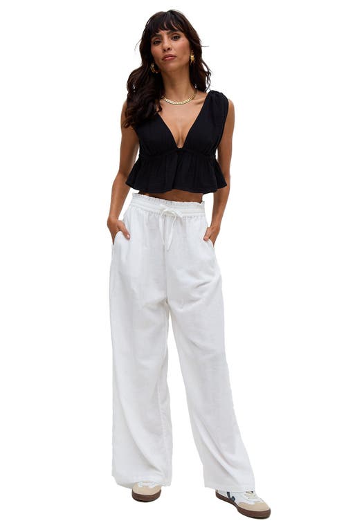 Raffya Paulina Wide Leg Trouser In White