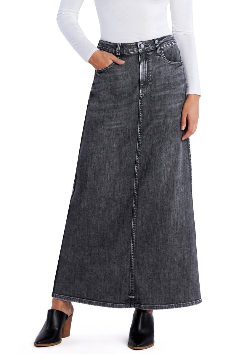 Wash Lab Denim Maria Denim Maxi Skirt, Main, color, Patch Grey