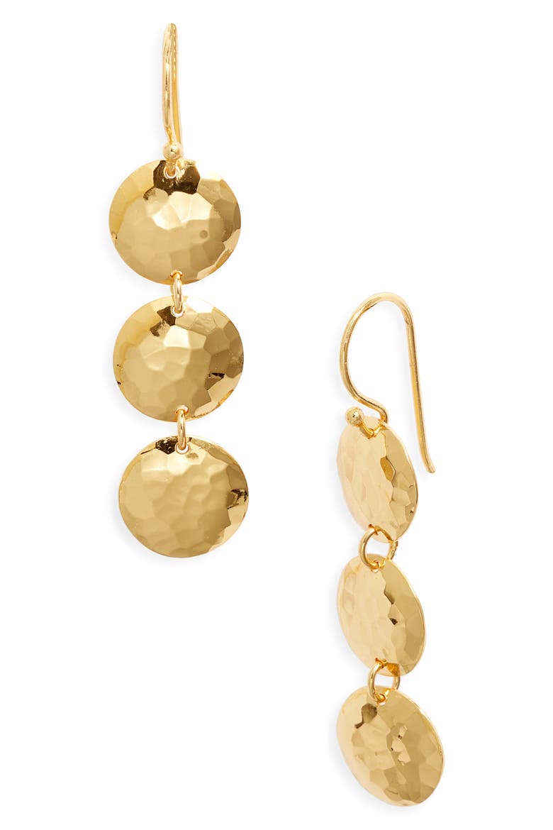 Jacqueline Trio Drop Earrings, Main, color, GOLD