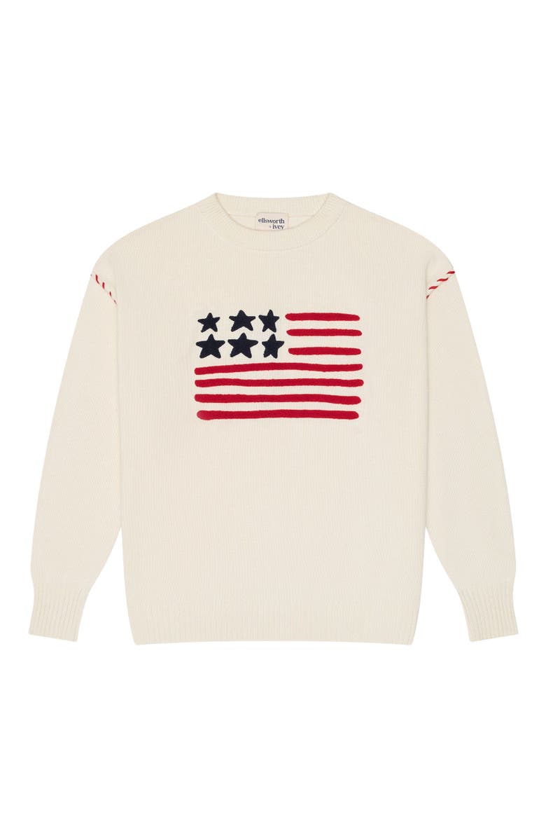 Ellsworth + Ivey Riley Crewneck Sweater - American Flag, Main, color, Ivory