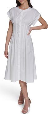 Calvin Klein Pintuck Fit and Flare Shirtdress