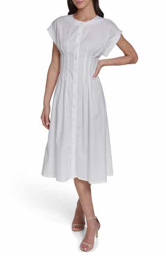 Pintuck Fit and Flare Shirtdress