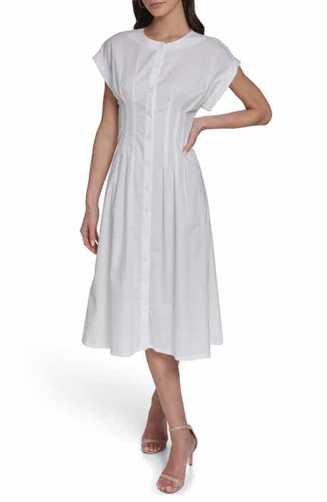 Pintuck Fit and Flare Shirtdress