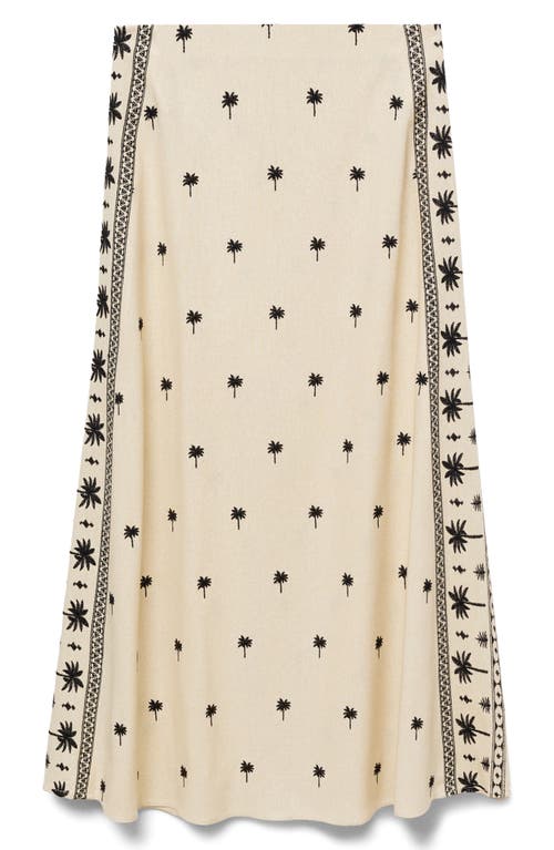 Mango Embroidered A-line Skirt In Beige