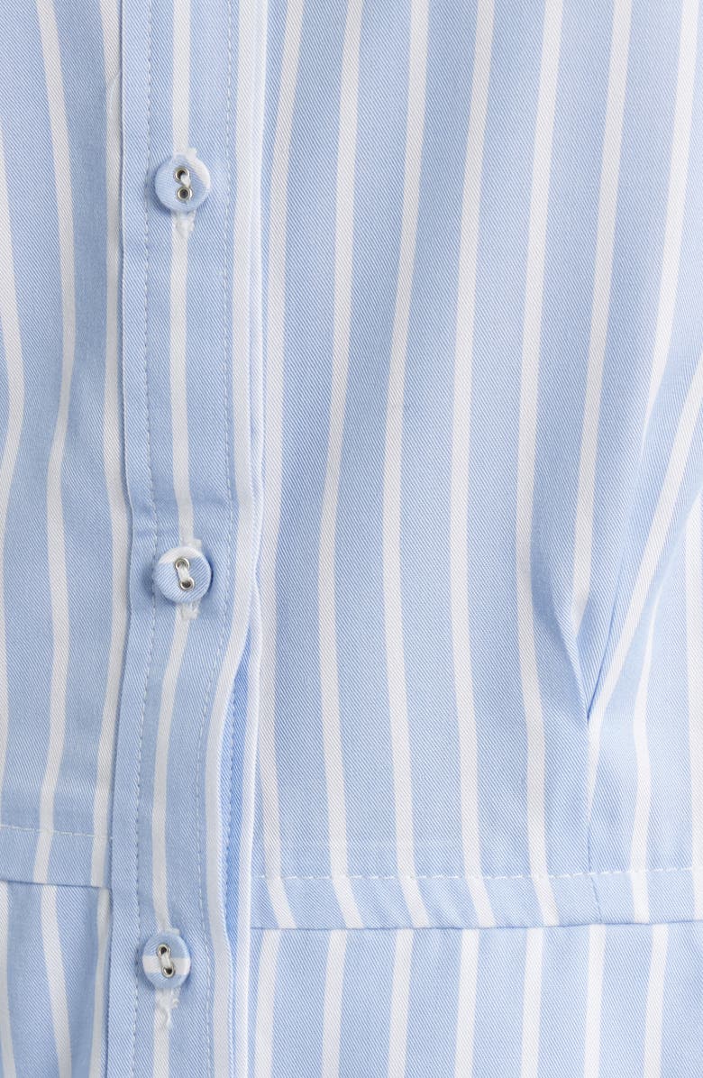Wit & Wisdom Pinstripe Button-Up Tiered Peplum Shirt, Alternate, color, Oxford Blue/ Off White
