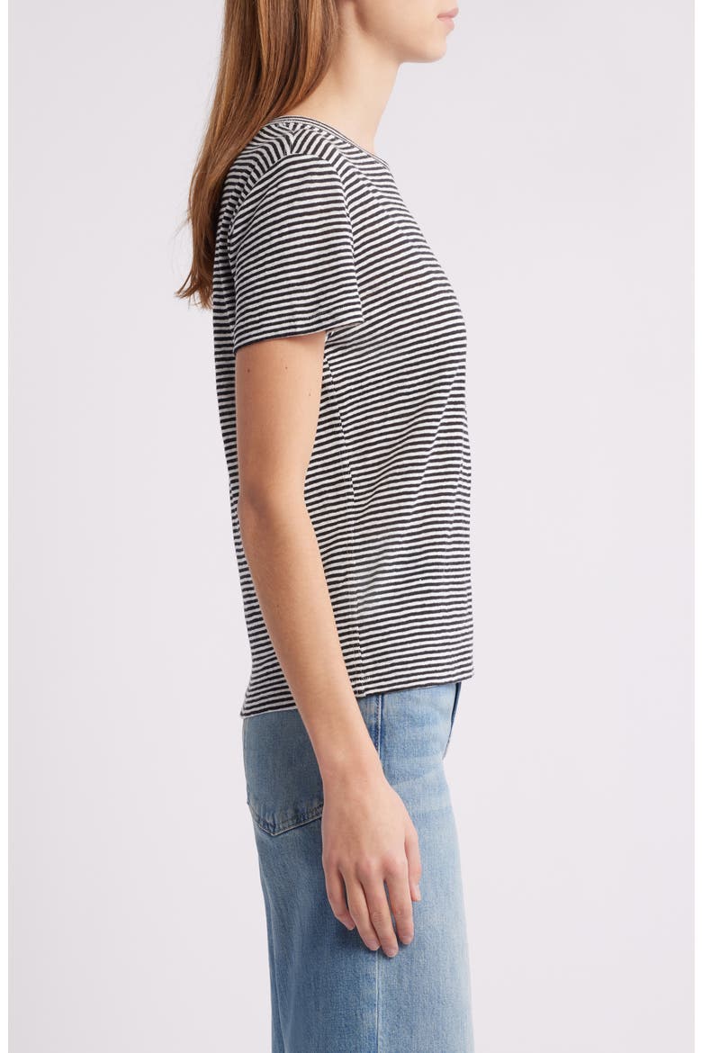 The Stripe Linen Baby T-Shirt, Alternate, color, BLACK MULTI