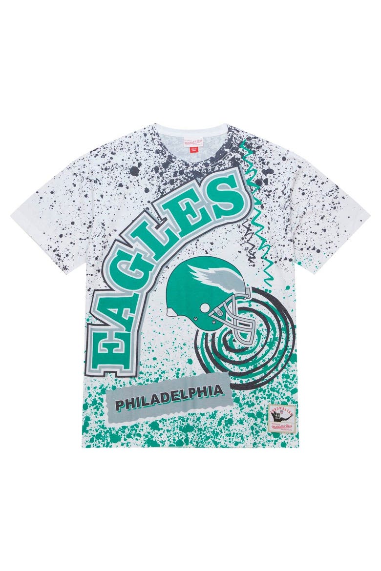Men's Mitchell & Ness White Philadelphia Eagles Team Burst Sublimated T-Shirt, Alternate, color, White
